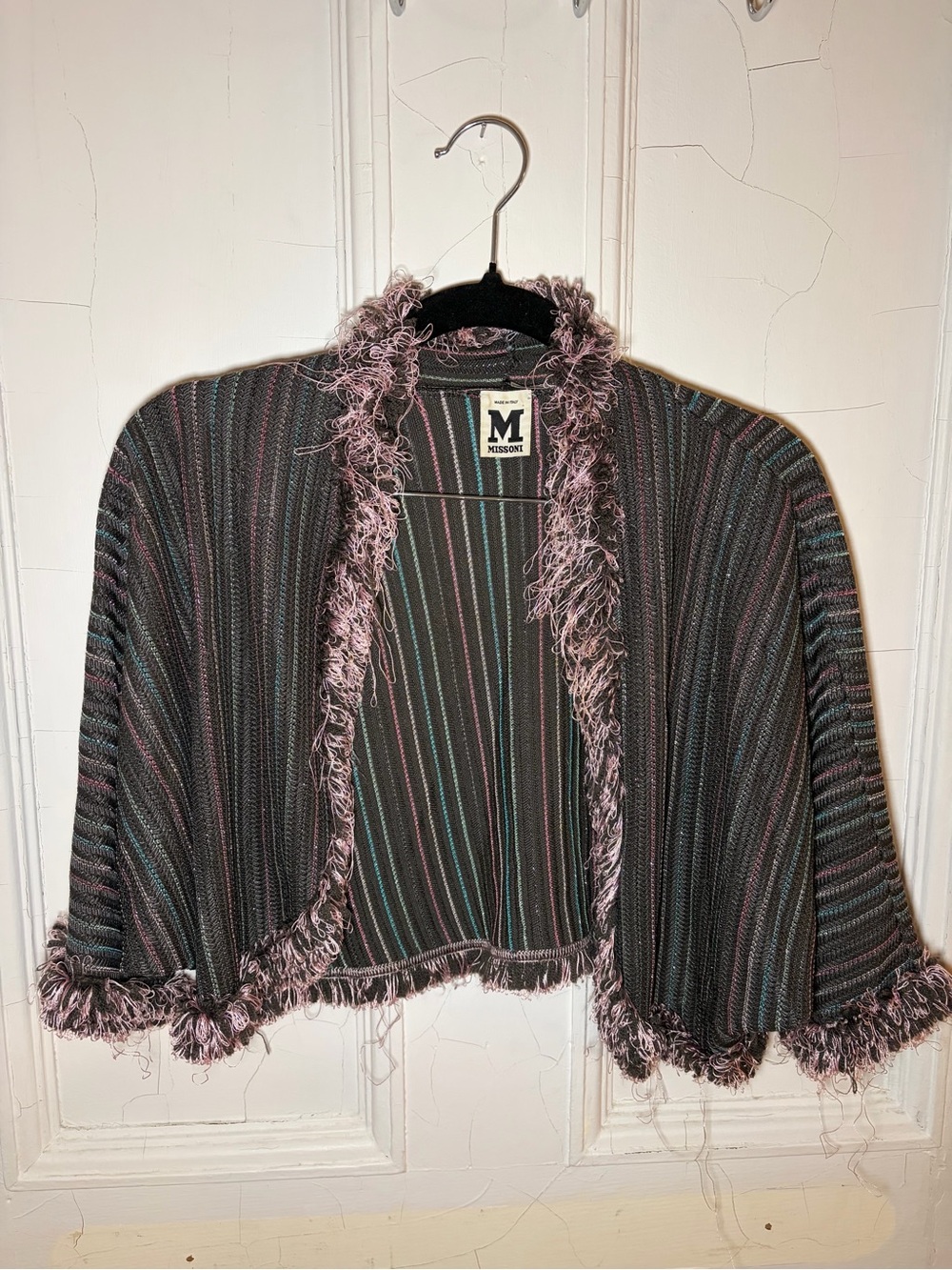 Missoni Pink-Trim Striped Open Cardigan Bolero